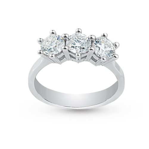 Klassischer Trilogie-Ring mit 6 Diamanten