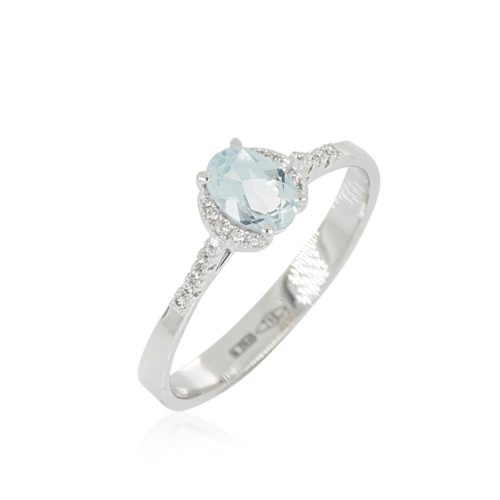 Ring aus 18 kt Weißgold mit Aquamarin und Diamanten - AD1074/AC-LB