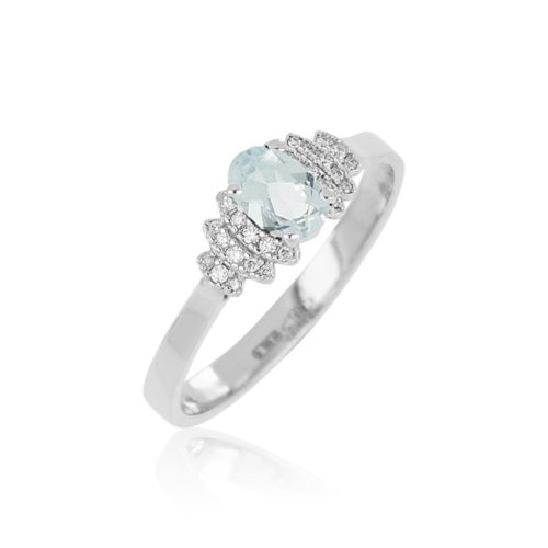 Ring aus 18 kt Weißgold mit Aquamarin und Diamanten - AD1075/AC-LB