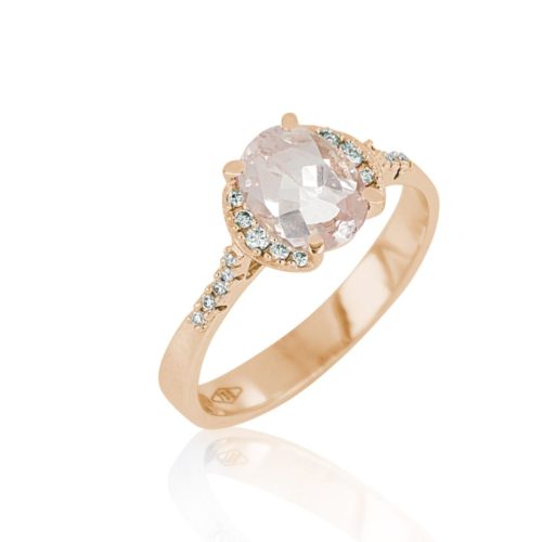 Ring aus 18 kt Gold mit Morganit und Diamanten - AD1085/MO-LR