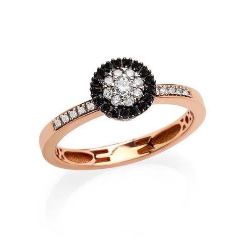 Ring aus 18 Kt Gold mit weißem und schwarzem Diamantpavé - AD733