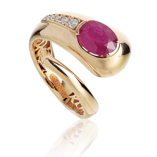 Goldring mit Diamanten und Edelsteinen - AD841