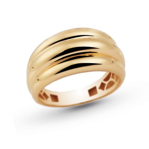 Ring aus 18 Kt poliertem Gelbgold mit gewelltem Band - AP005-LG