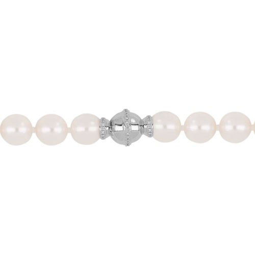Akoya-Perlenkette mit Diamantverschluss aus 18 Kt Gold - C003L
