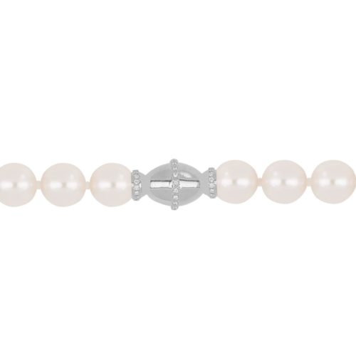 Akoya-Perlenkette mit Diamantverschluss aus 18 Kt Gold - C006L