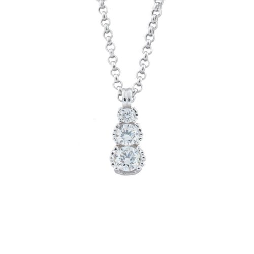 Trilogie-Diamant-Halskette aus 18 Kt Weißgold - CD274-LB