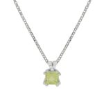 Halskette aus 18 Kt Weißgold mit Diamanten und einem natürlichen Halbedelstein in der Mitte - CD615/