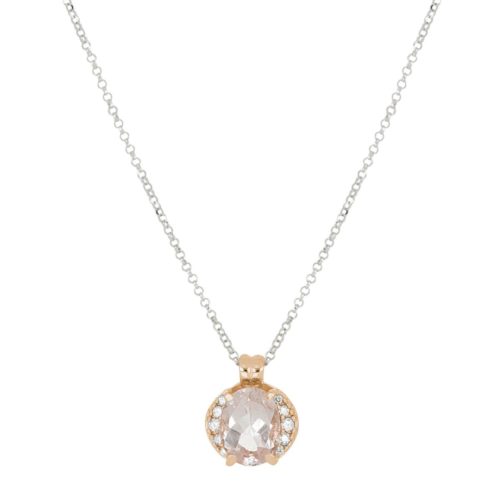 Halskette aus 18 kt Gold mit Morganit und Diamanten - CD685/MO-4H