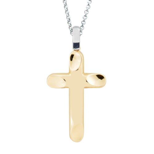 Halskette, Kette aus Weißgold und Kreuz aus 18 Kt Gelbgold - CEA2468-LO