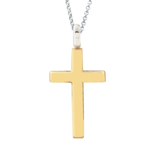 Halskette, Kette aus Weißgold und Kreuz aus 18 Kt Gelbgold - CEA2472-LO