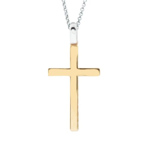 Halskette, Kette aus Weißgold und Kreuz aus 18 Kt Gelbgold - CEA2476-LO