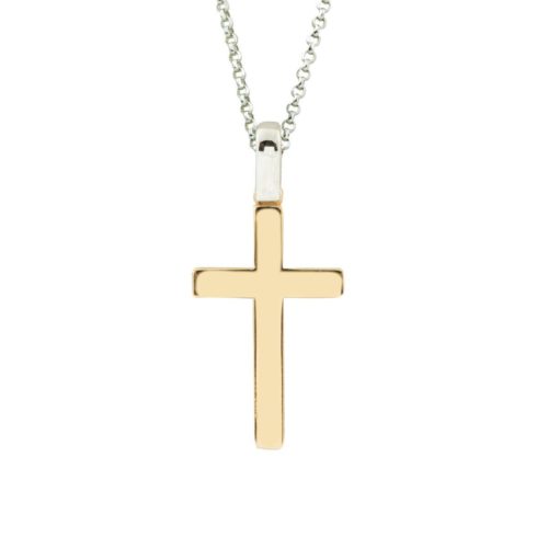 Halskette, Kette aus Weißgold und Kreuz aus 18 Kt Gelbgold - CEA2477-LO