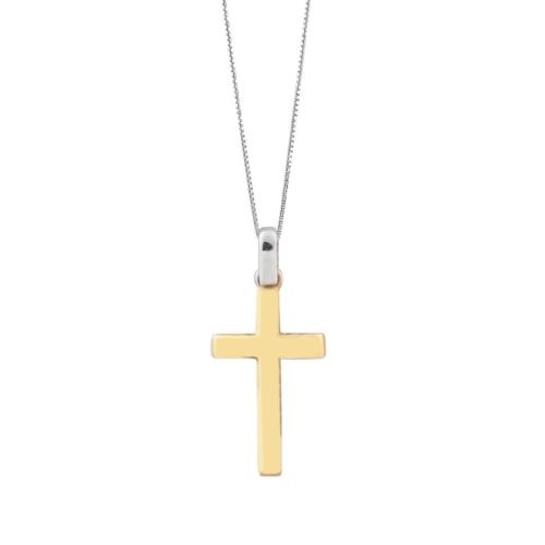 Halskette, Kette aus Weißgold und Kreuz aus 18 Kt Gelbgold - CEA2719-LO