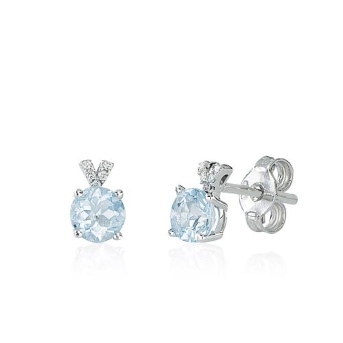 Goldohrringe mit Diamanten und Aquamarin