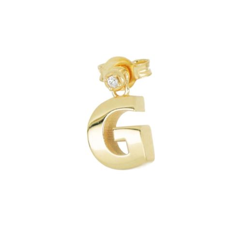 Goldener Ohrring mit Initiale und Diamant