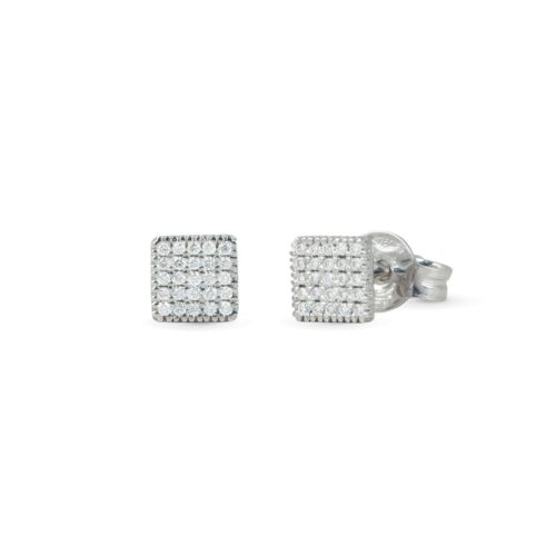 Quadratische Ohrringe aus 18 Kt Weißgold mit Diamant-Pavé - OD287-LB