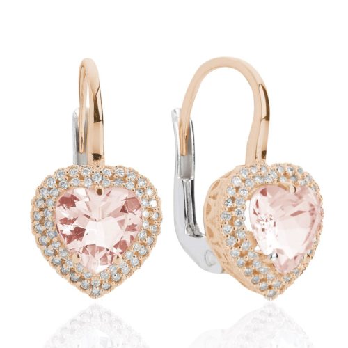 Ohrringe aus 18 Kt Weiß- und Roségold, mit Herzmorganit und Diamanten - OD324/MO-LH