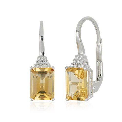 Ohrringe aus 18 Kt Weißgold mit Diamanten und zentralem Edelstein - OD512/