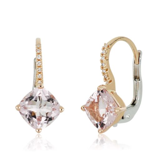 Ohrringe aus 18 Kt Gold, mit Morganit und Diamanten - OD520/MO-LH