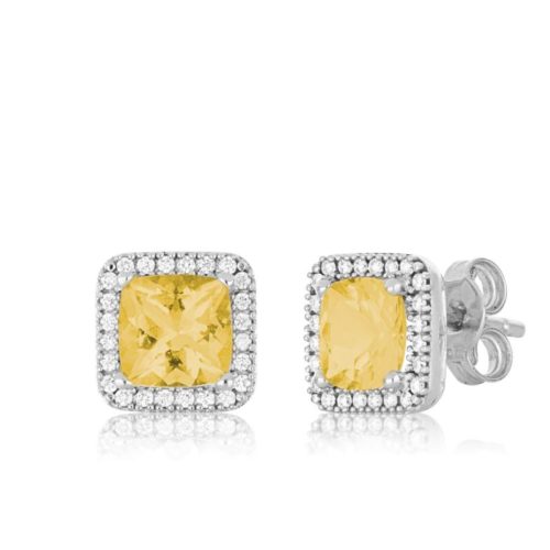 Ohrringe aus 18 kt Weißgold mit Diamanten und zentralem Edelstein - OD521/