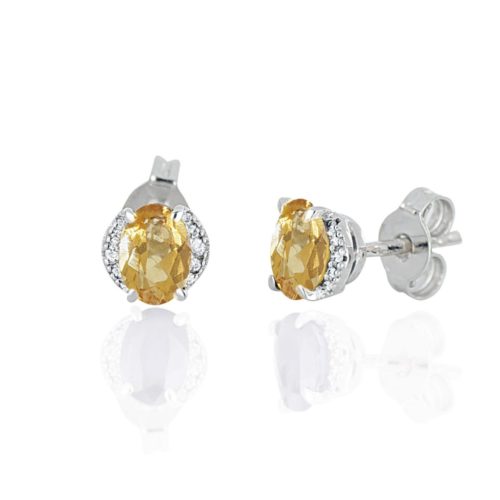 Ohrringe aus 18 kt Weißgold mit Diamanten und zentralem Edelstein - OD531/