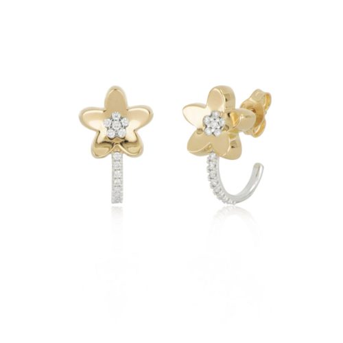 Blumenohrringe aus Gold mit Diamanten - OD855