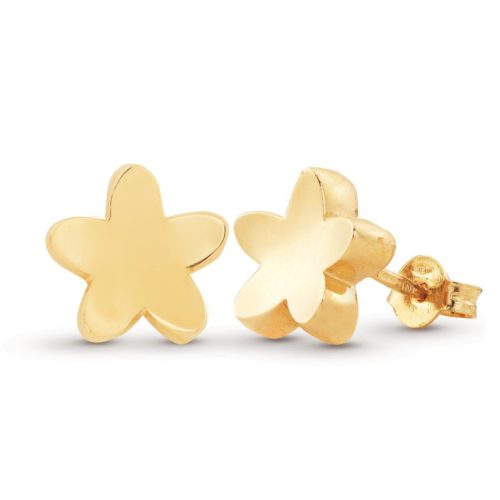 Blumen-Ohrringe aus 18 Kt poliertem Gelbgold - OP0037-LG