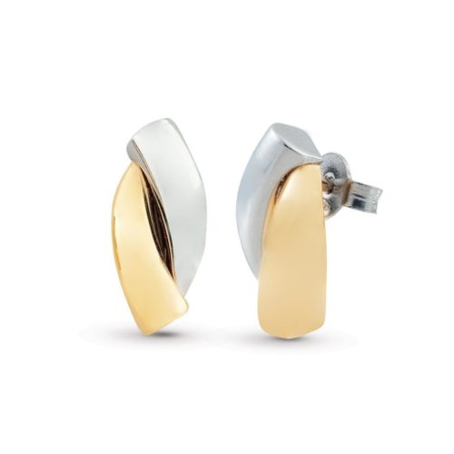 Glänzende zweifarbige Ohrringe aus 18 Kt Gold - OP0051-LN