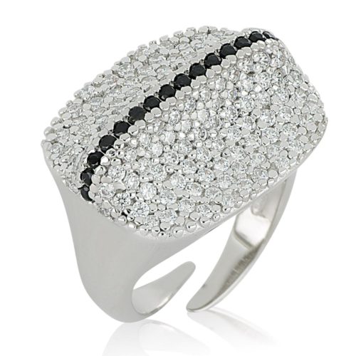 Ring aus 925er rhodiniertem Silber mit weißem und farbigem Zirkonia-Pavé - ZAN563