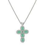Kreuzkette aus rhodiniertem 925er Silber mit Zirkonia-Steinen und Siamiten, in verschiedenen Farben erhältlich - ZCL1401