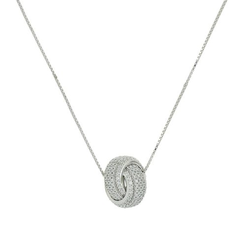 Halskette aus 925er rhodiniertem Silber mit weißen Zirkonia-Steinen - ZCL1414-LB