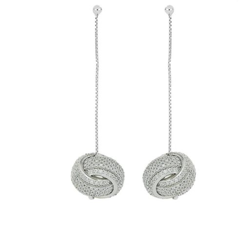 Ohrringe aus 925er Silber mit Reihen aus weißen Zirkonia-Steinen - ZOR1273-LB
