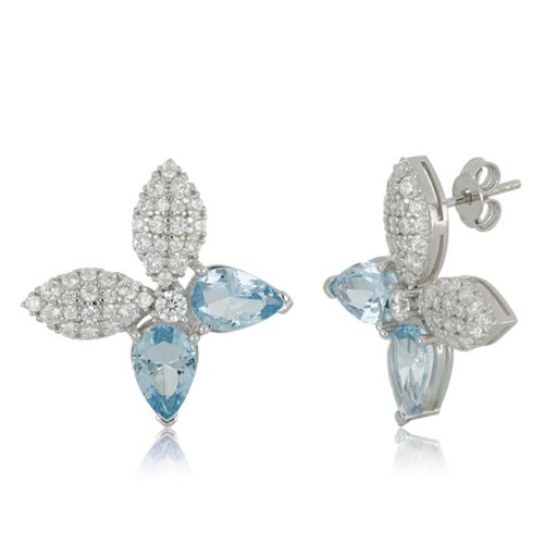 Schmetterlings-Ohrringe aus 925er rhodiniertem Silber mit Zirkonia und Siami-Pavé - ZOR1274