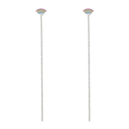 Ohrringe aus 925er Silber mit farbigen Zirkonia-Steinen und Tennisreihen aus Zirkonia-Steinen - ZOS11