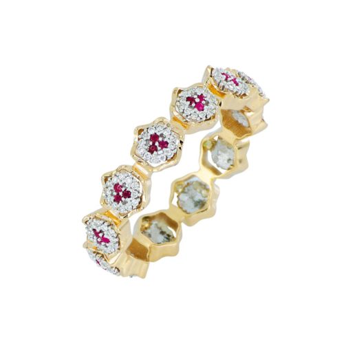 Ring aus 18-karätigem Gold mit Diamanten und Edelsteinen - ADF531