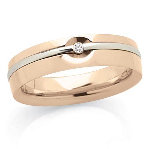 Ehering aus 18 Kt Gold mit 5 mm breitem Diamant - ADF391