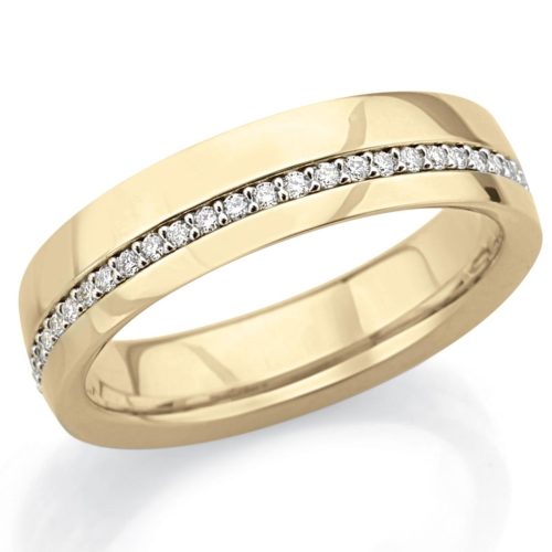 Ehering aus 18 Kt Gold mit 5 mm breiter Diamantriviera - ADF392