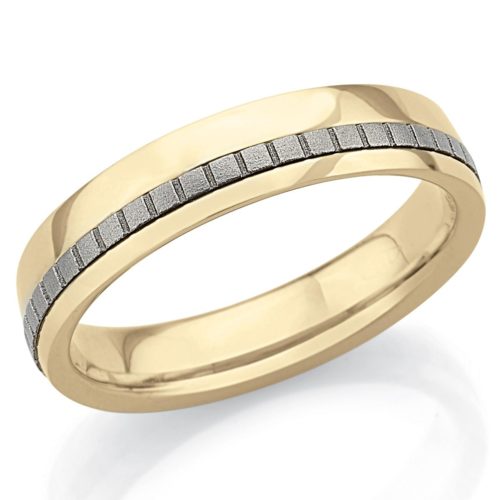 Ehering aus 18 Kt Gold mit 5 mm breiten TitaNrsätzen - ADF393TT