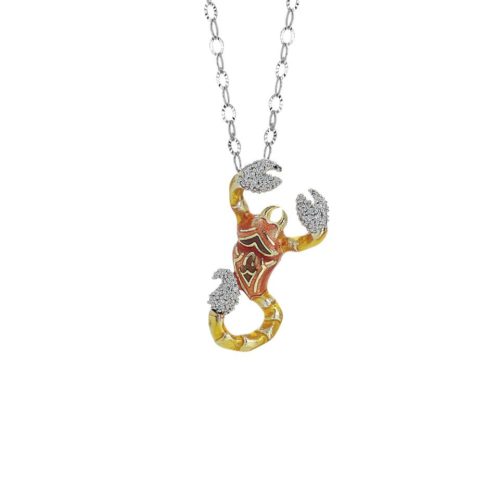 Skorpion-Halskette aus 925er Silber mit handgefertigter Emaille