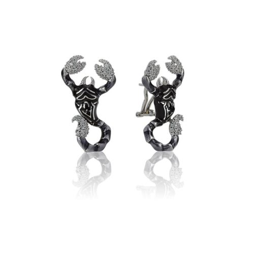 Skorpion-Ohrringe aus Silber mit handgefertigter Emaille