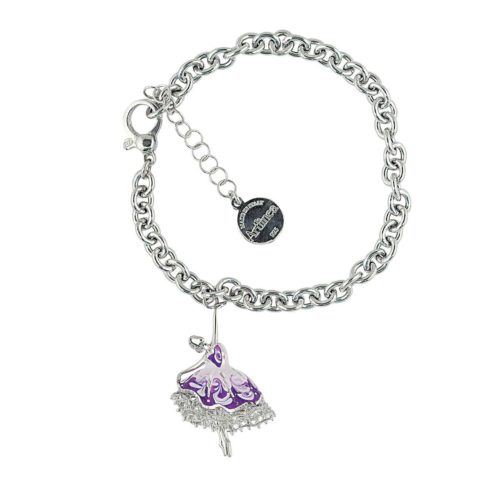 Ballerina-Armband aus 925er Silber, rhodiniert, mit violetter, handgefertigter Emaille - ZBR600-MB
