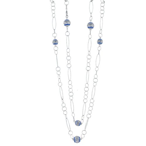Chanel-Halskette aus rhodiniertem und emailliertem 925er Silber - ZCL1039-MB