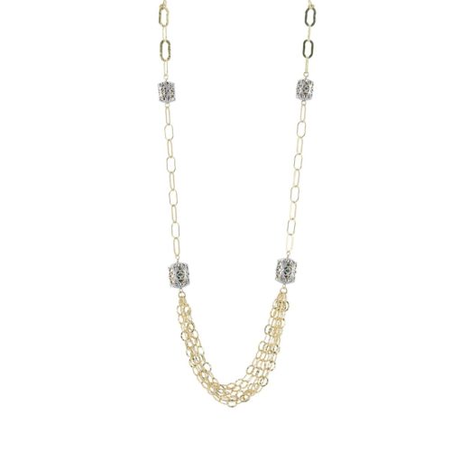 Chanel-Halskette aus 925er rhodiniertem und vergoldetem Silber - ZCL1040-LN
