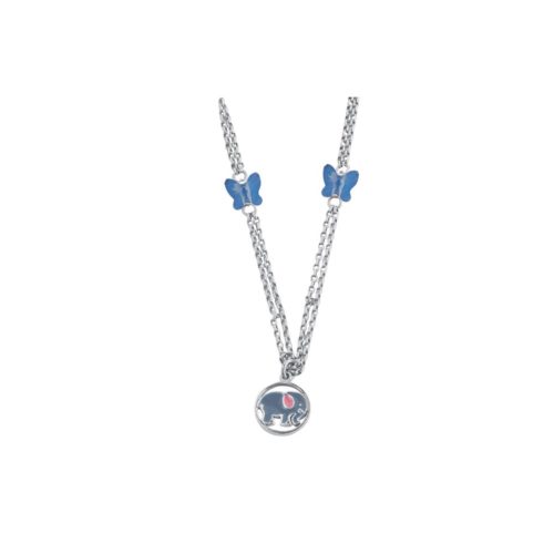 925er rhodinierte Silberkette, mit Emaille und Swarovski ™ - ZCL626-MB