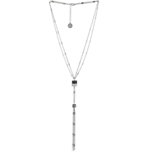 Ypsilon-Halskette aus rhodiniertem 925er Silber mit zentralem Zirkonia-Pavé - ZCL946-LL