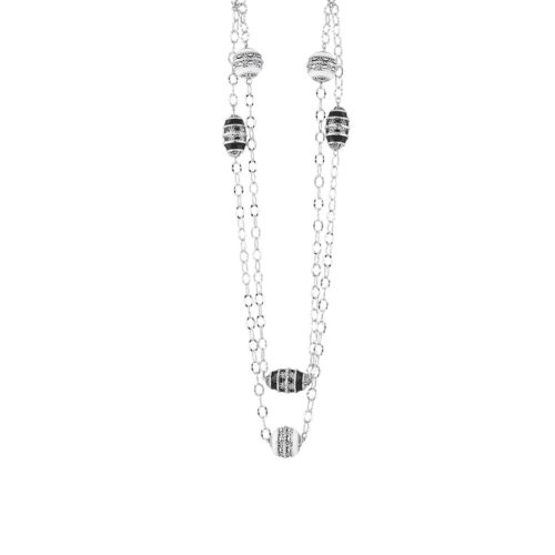 Chanel-Halskette aus rhodiniertem und emailliertem 925er Silber - ZCL960-MB