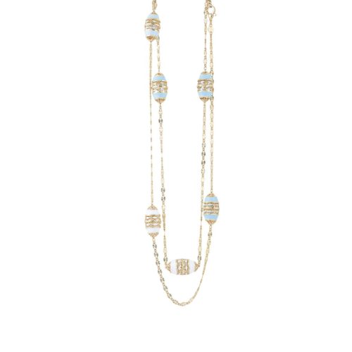 Halskette aus 925er Silber, vergoldet und emailliert - ZCL961-MG