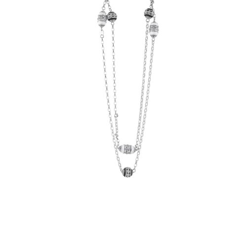 Chanel-Halskette aus rhodiniertem und emailliertem 925er Silber - ZCL969-MB
