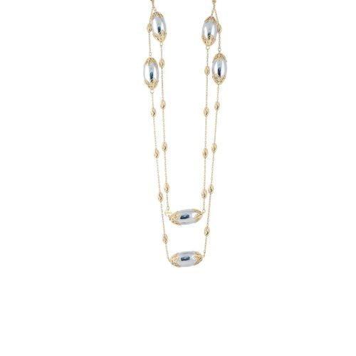 Chanel-Halskette aus vergoldetem und rhodiniertem 925er Silber - ZCL971-LN