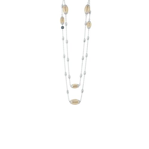 Chanel-Halskette aus vergoldetem und rhodiniertem 925er Silber - ZCL979-LN